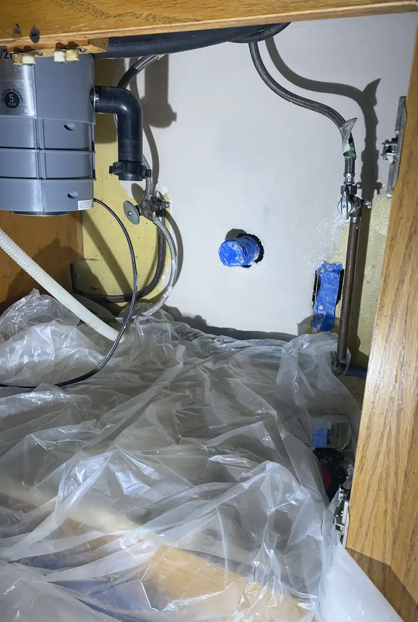 A previously damaged drywall hole in La Palma is now patched and smoothed, with a flat, even surface and no visible seams.