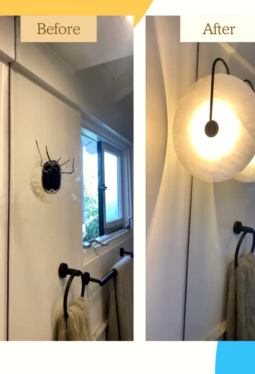 Wall with a repaired drywall hole, surface smoothly patched and blended with surrounding paint, no visible seams or shadows.