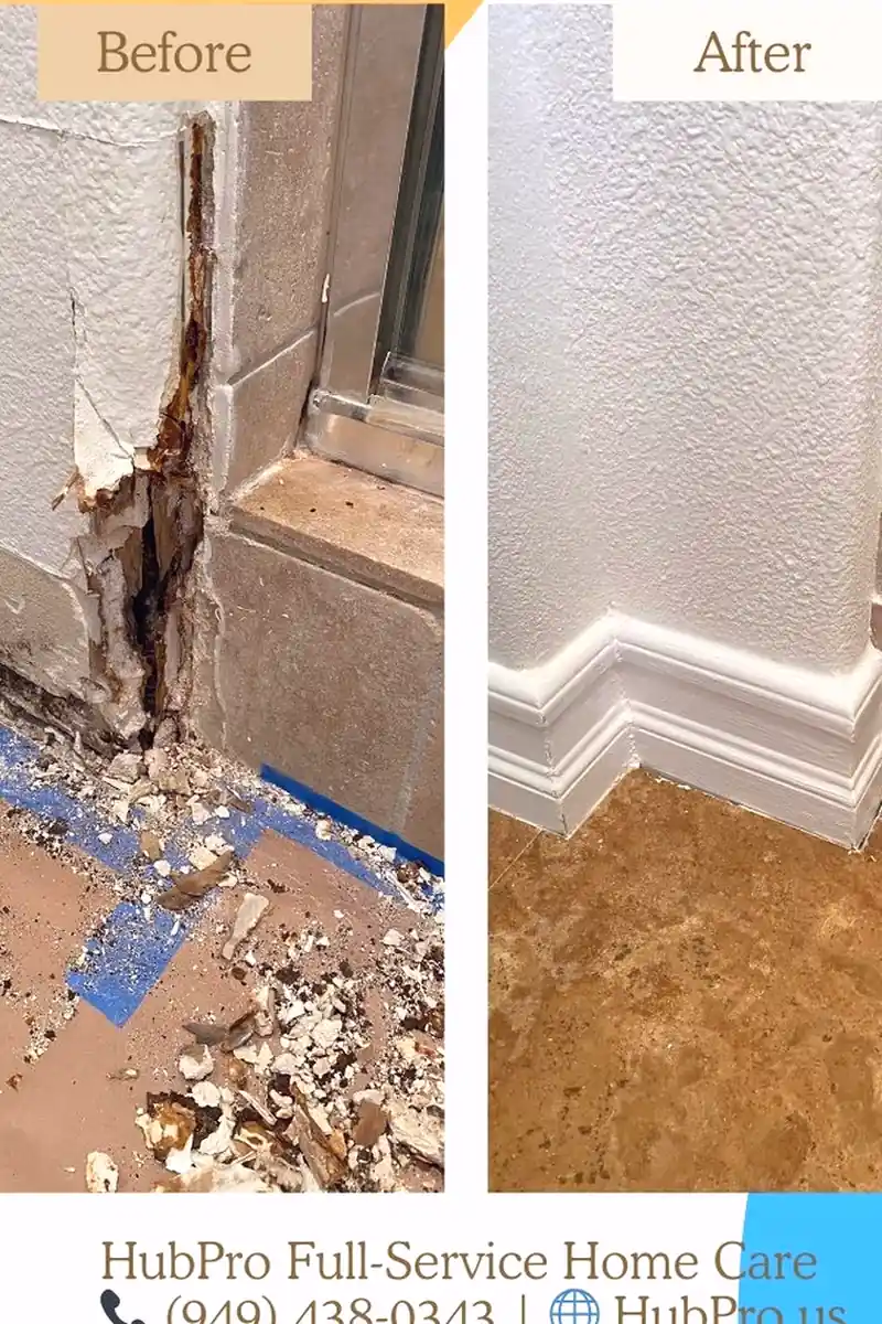 Patched drywall hole in Stanton, now a smooth, seamless surface with no visible cracks or rough patches.